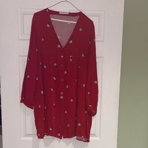 POPSUGAR Red Floral Mini Dress